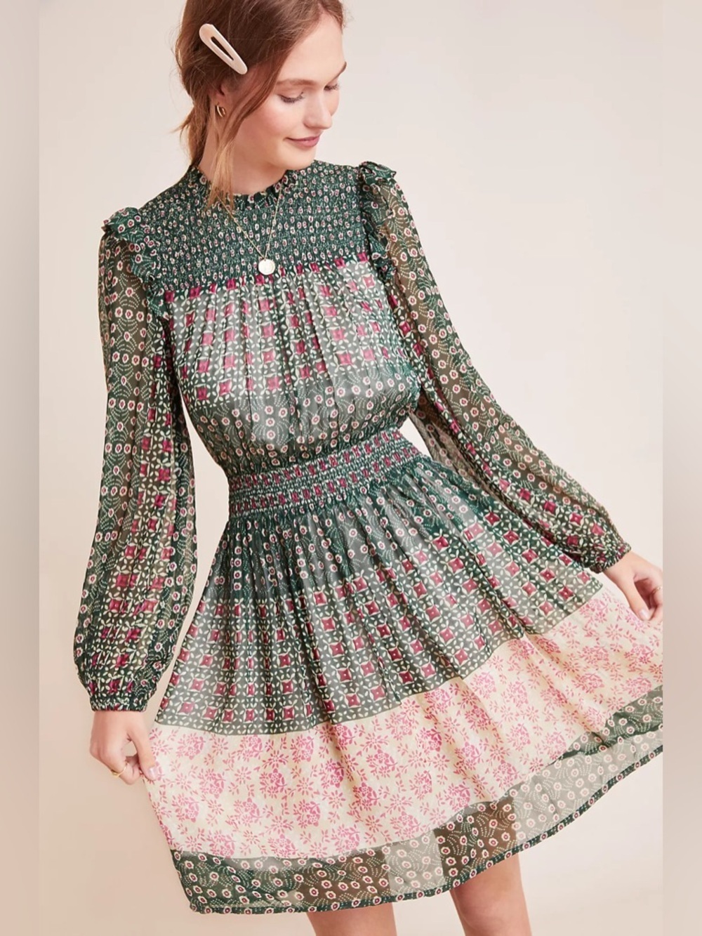 Anthropologie Rhiannon Floral Mini Dress